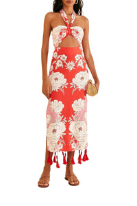 Robe longue Soft Garden en lin - Orange