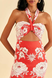 Robe longue Soft Garden en lin - Orange