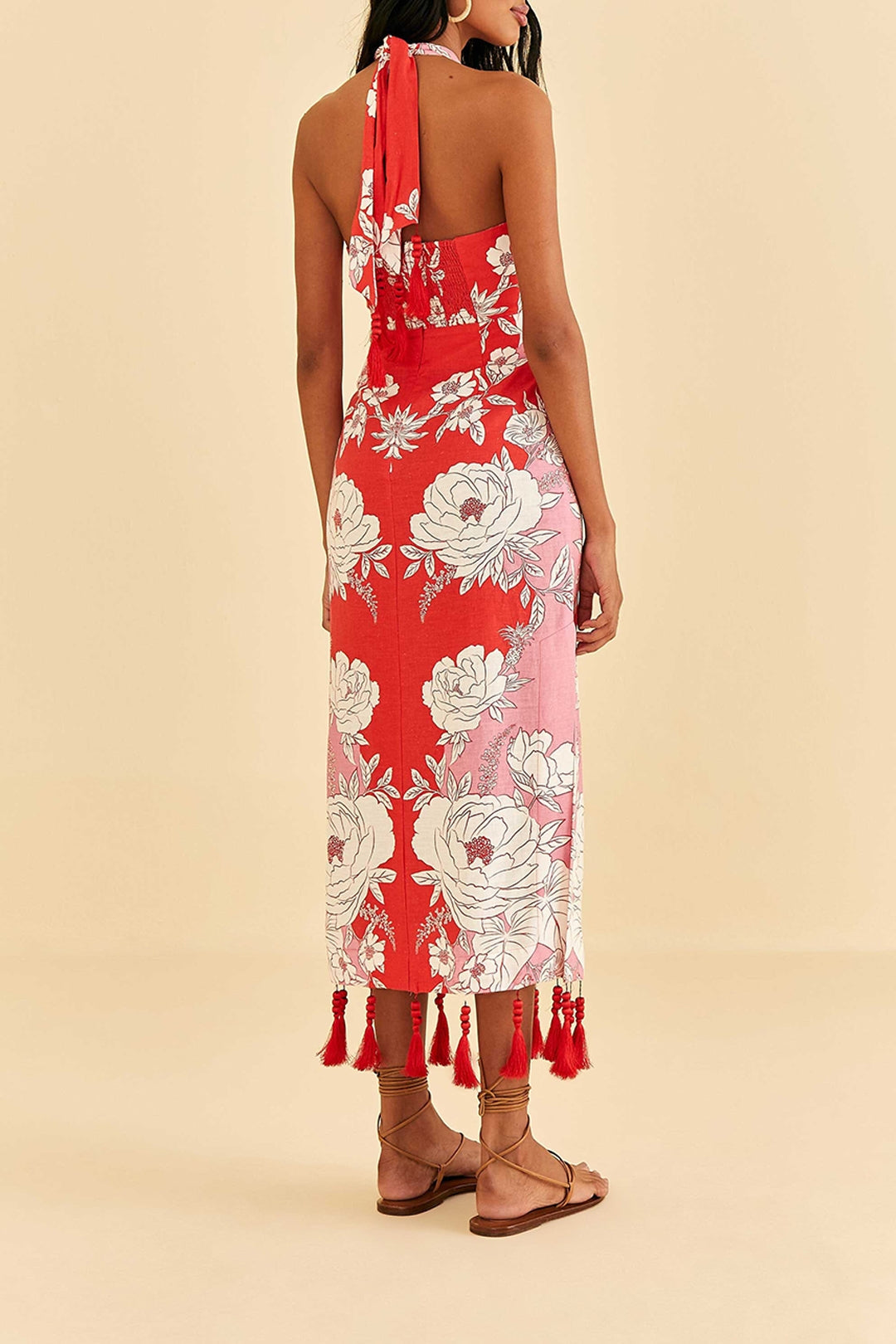 Robe longue Soft Garden en lin - Orange