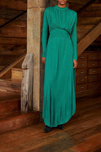 Robe longue Emeraude à col montant - Vert