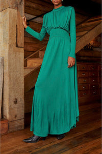 Robe longue Emeraude à col montant - Vert