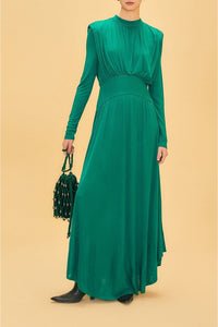 Robe longue Emeraude à col montant - Vert