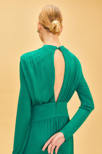Robe longue Emeraude à col montant - Vert