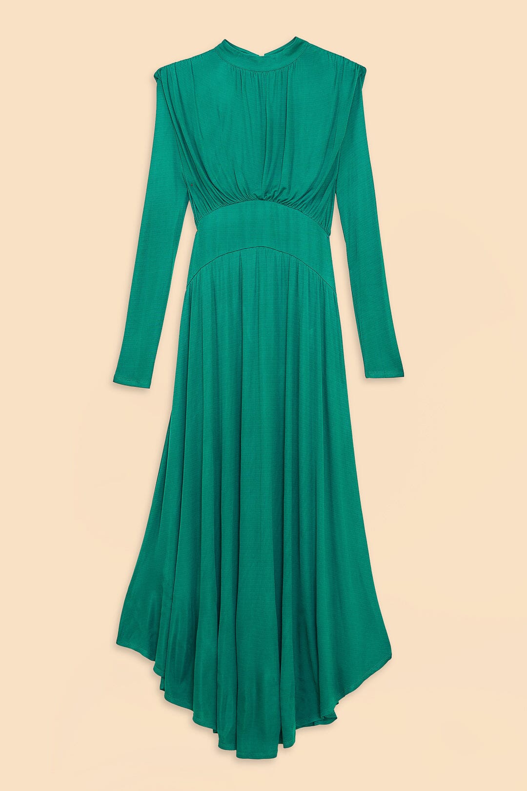 Robe longue Emeraude à col montant - Vert
