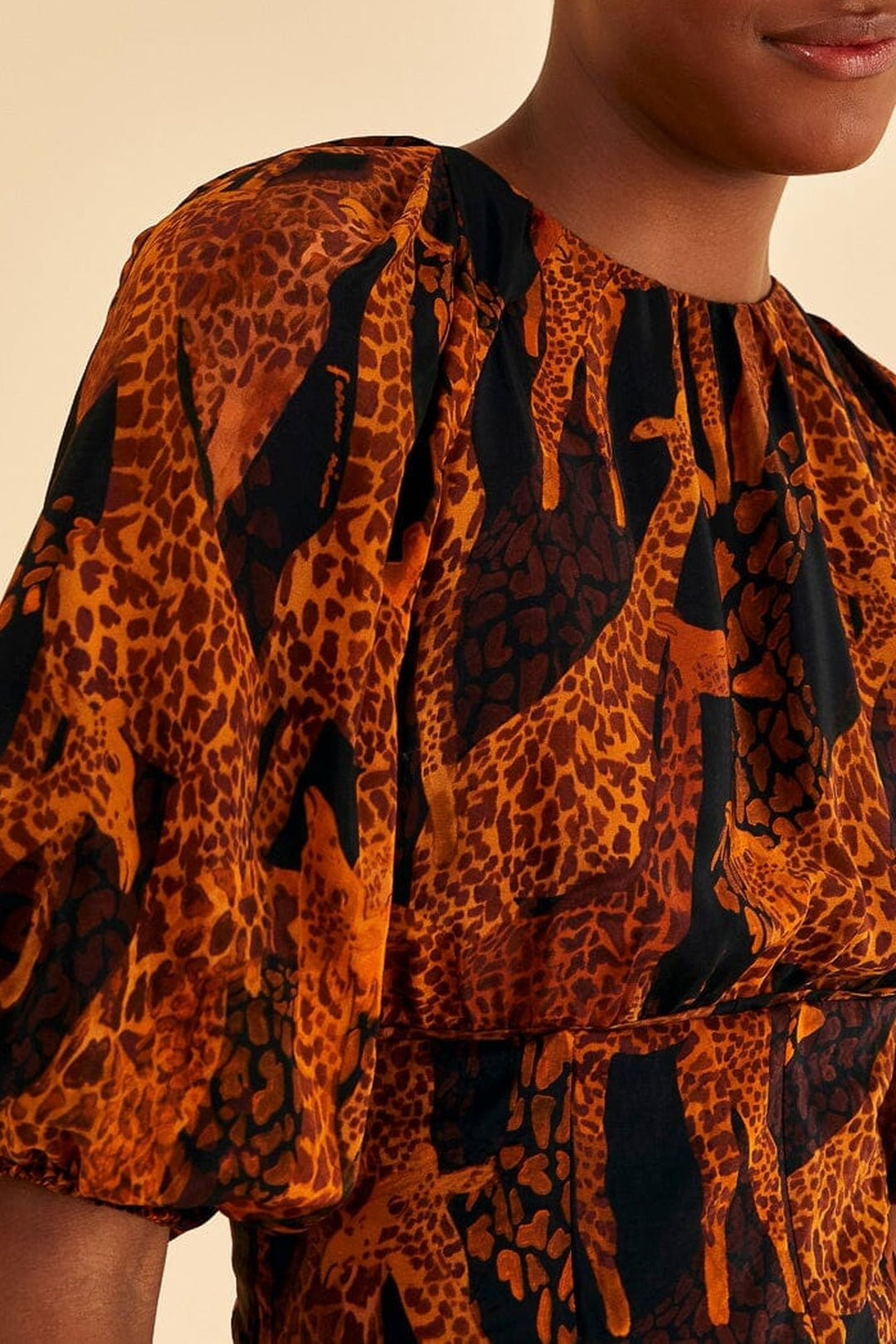 Blouse à manches bouffantes - Marron