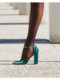 Escarpins Piper Anklet 100 en cuir métallique - Vert