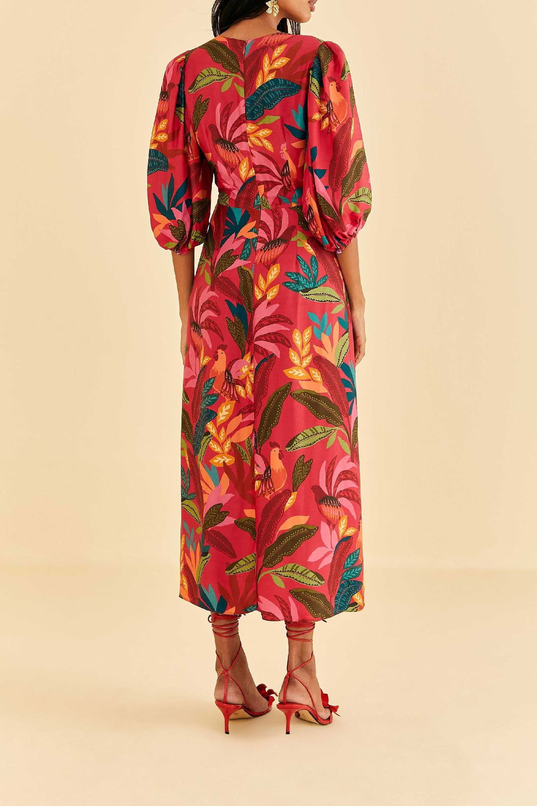 Robe midi Rooster Leaves - Rouge