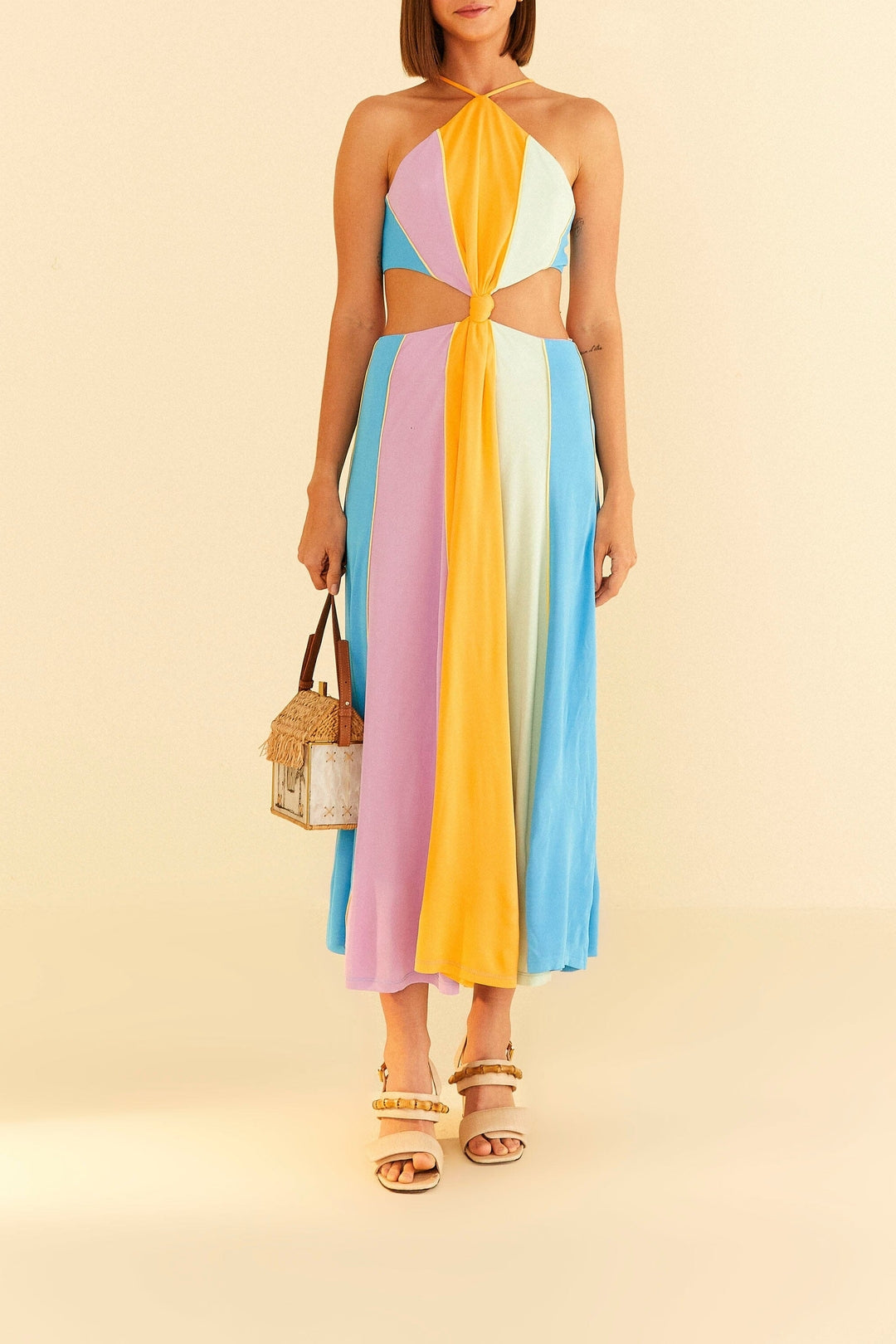 Robe longue à bretelles - Multicolore