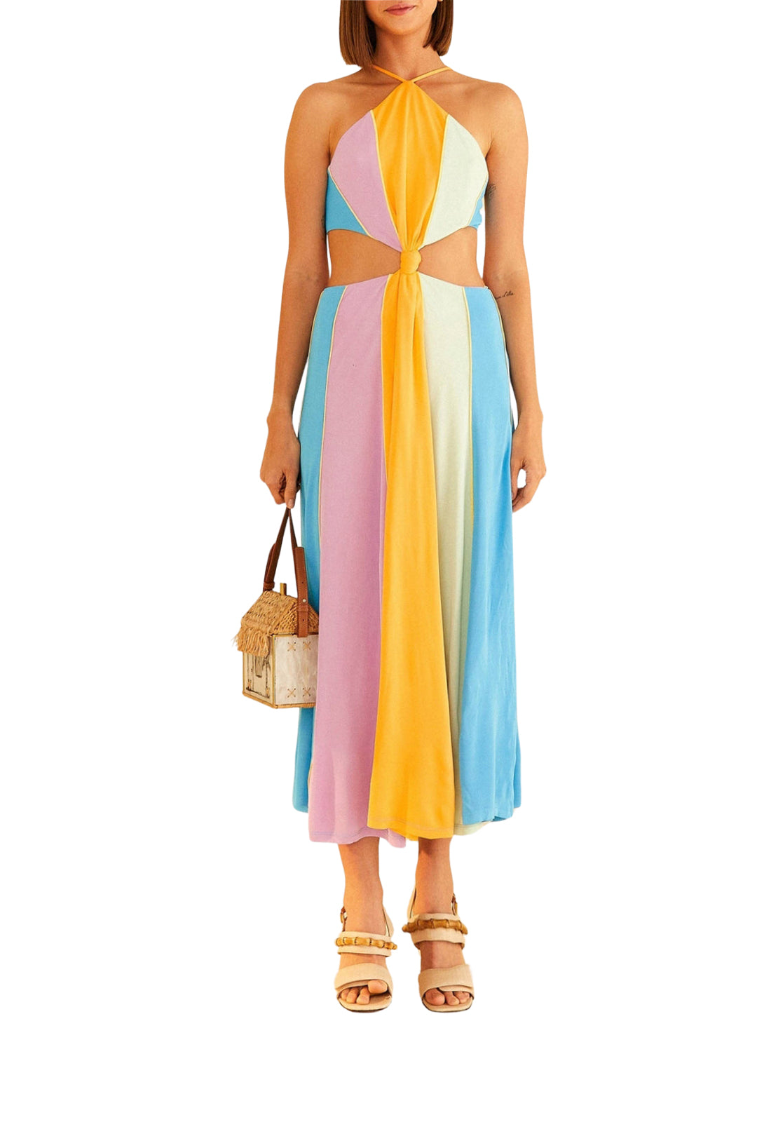 Robe longue à bretelles - Multicolore