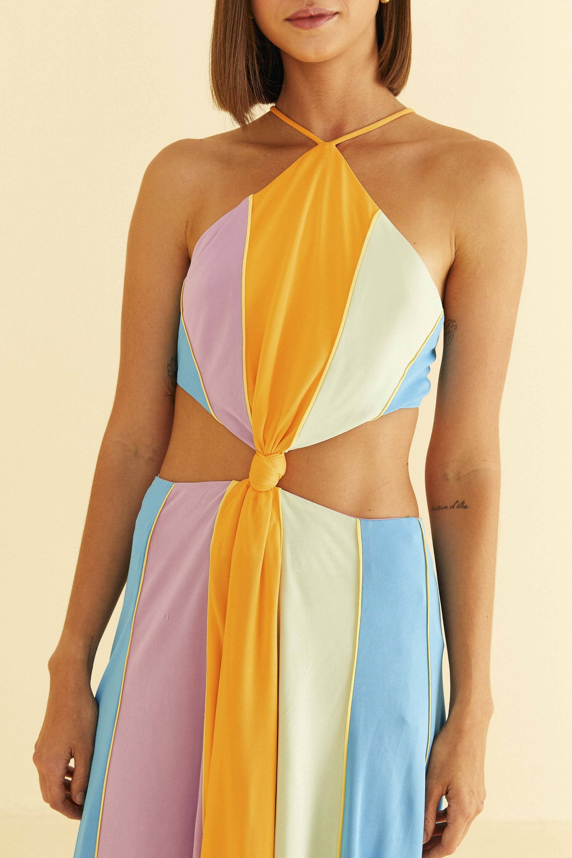 Robe longue à bretelles - Multicolore