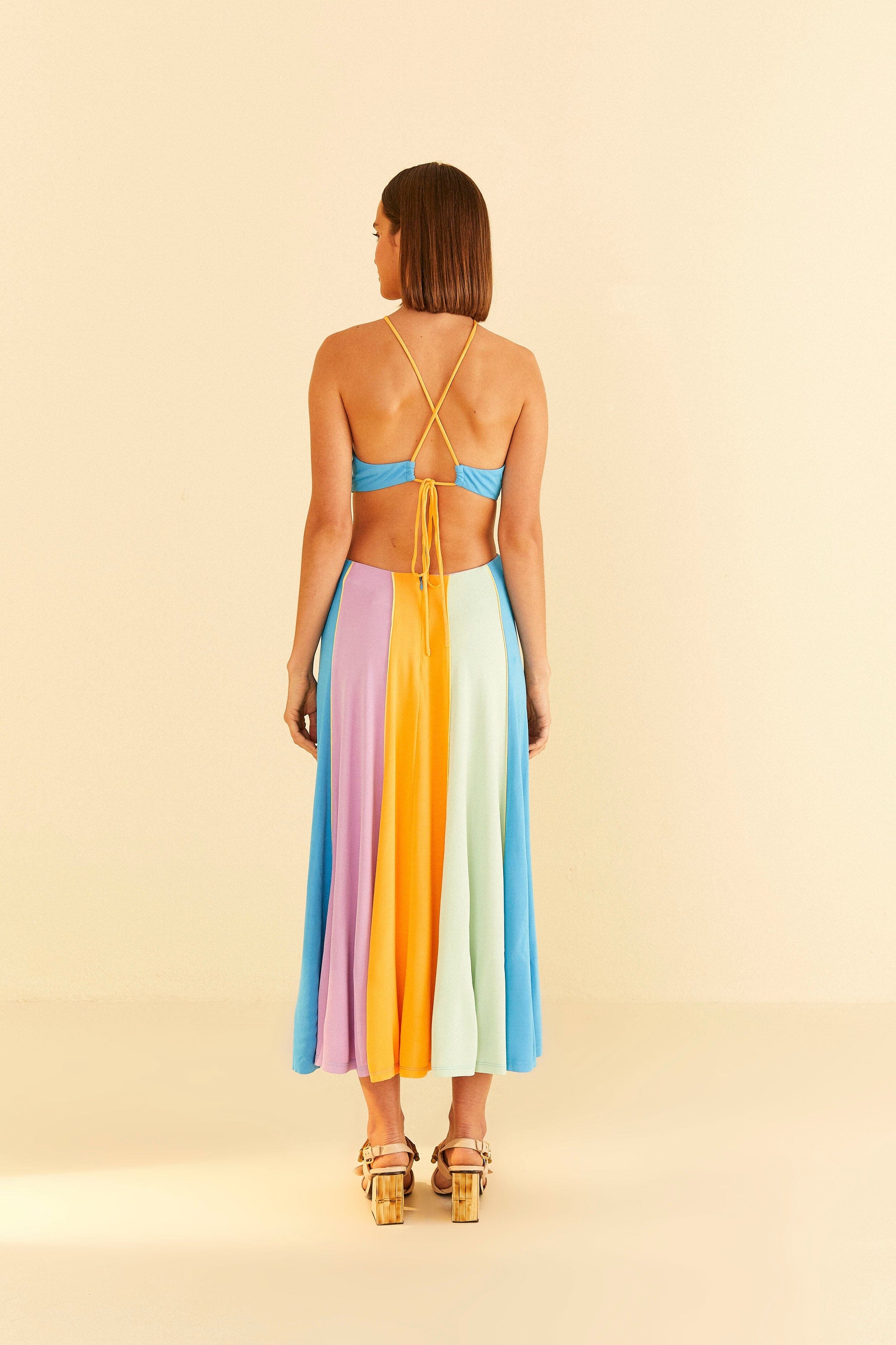 Robe longue à bretelles - Multicolore