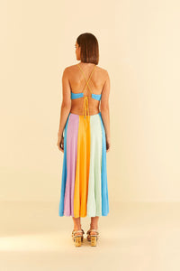 Robe midi à bretelles - Multicolore