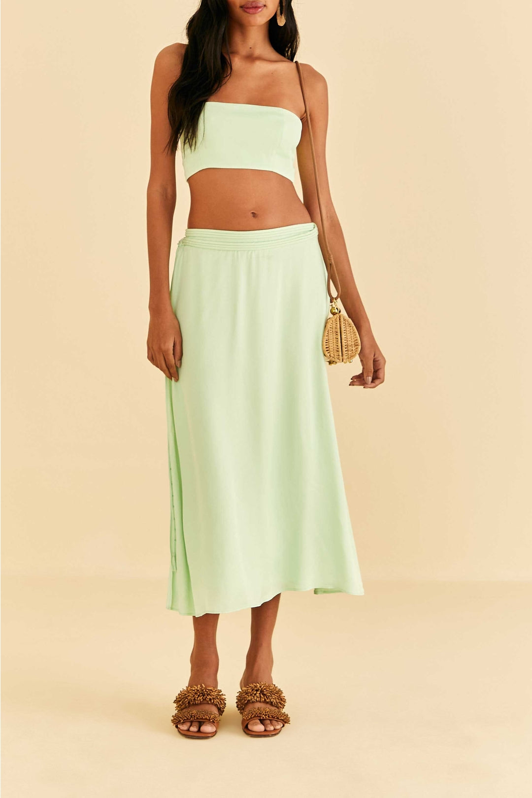 MEDIA OFF LINE_Jupe midi Mint - Vert