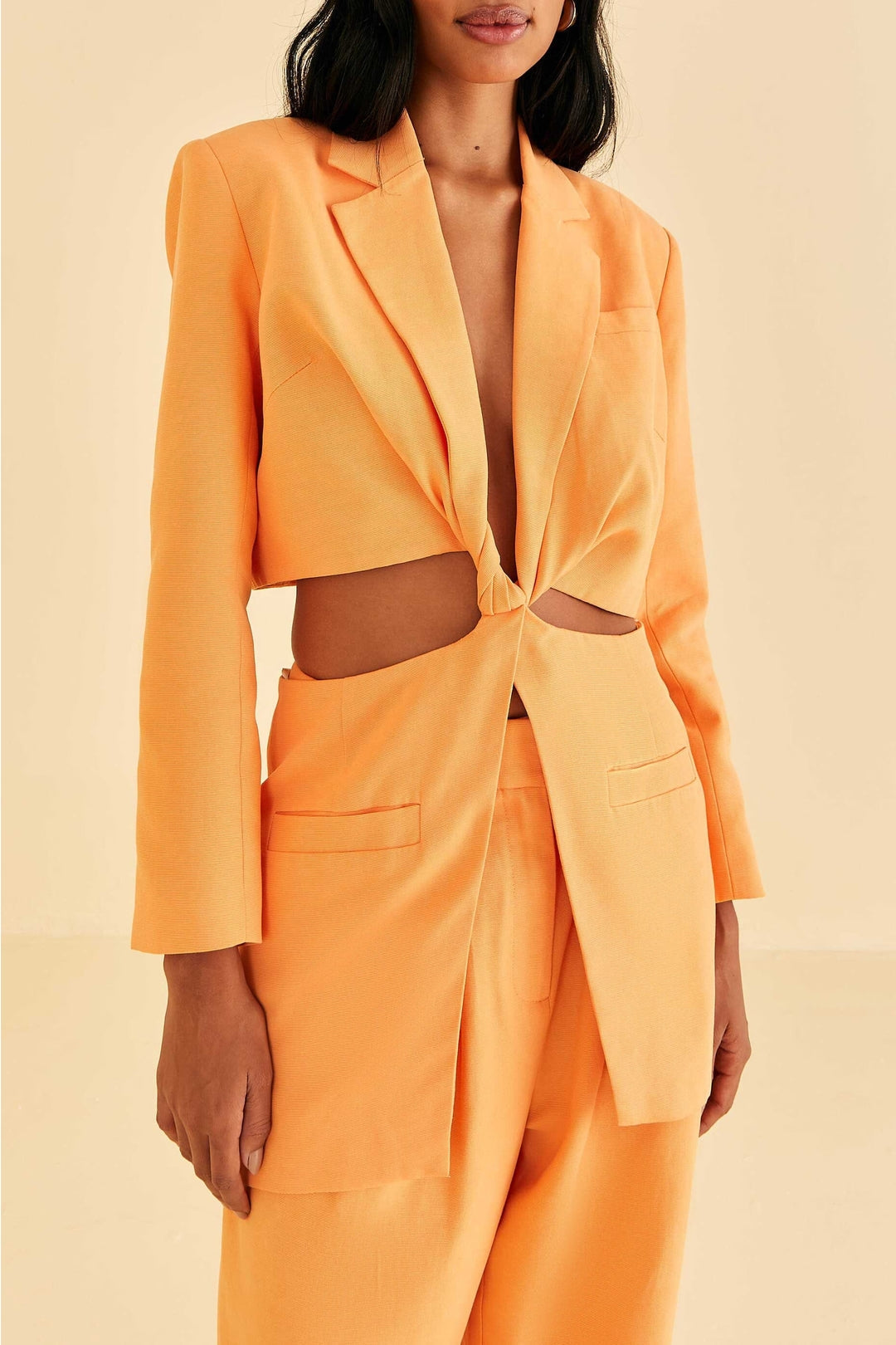 MEDIA OFF LINE_Blazer Peach à découpes en coton - Orange