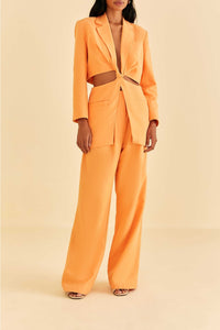 Pantalon taille basse en coton - Orange