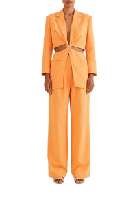 Pantalon taille basse en coton - Orange