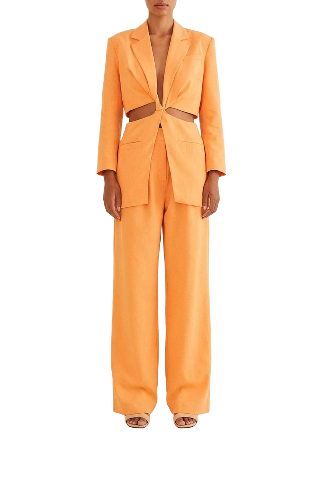 Pantalon taille basse en coton - Orange