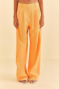 Pantalon taille basse en coton - Orange
