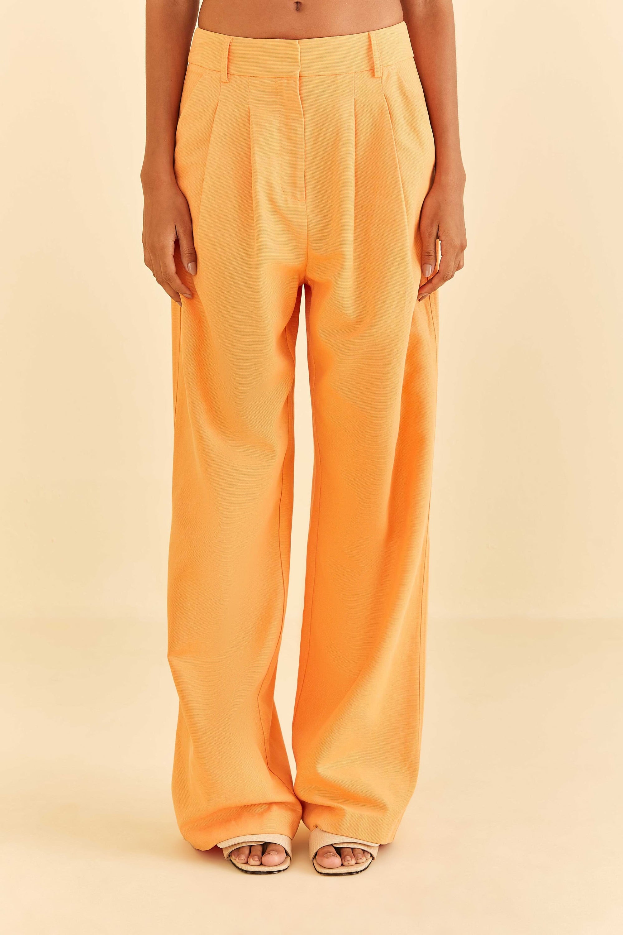 Pantalon taille basse en coton - Orange