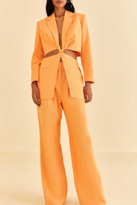 Pantalon taille basse en coton - Orange
