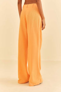 Low-waisted cotton trousers - Orange