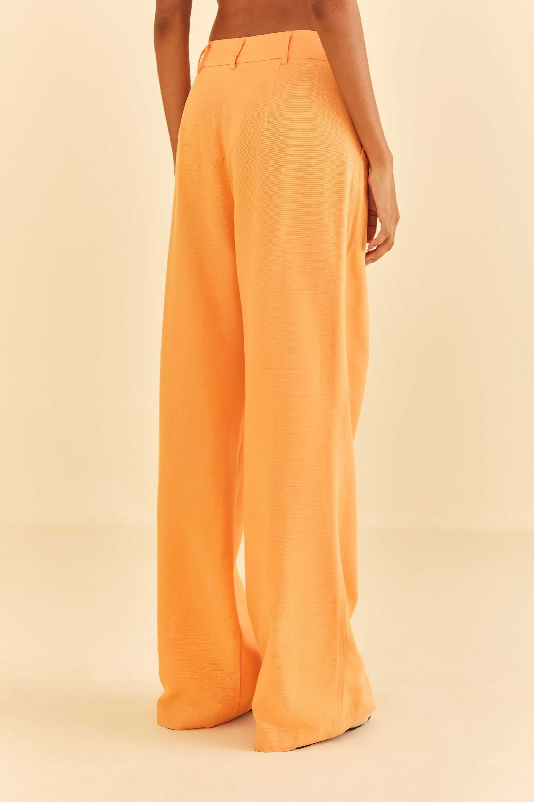 Low-waisted cotton trousers - Orange