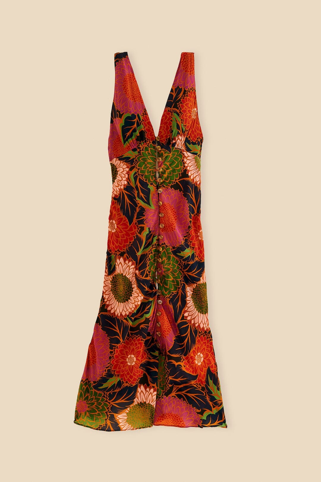 Robe midi Vintage Garden à bretelles - Orange