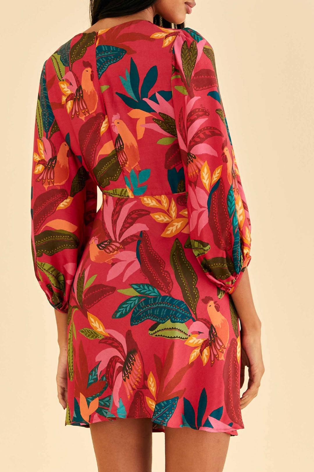 Rooster Leaves Short Dress - Red