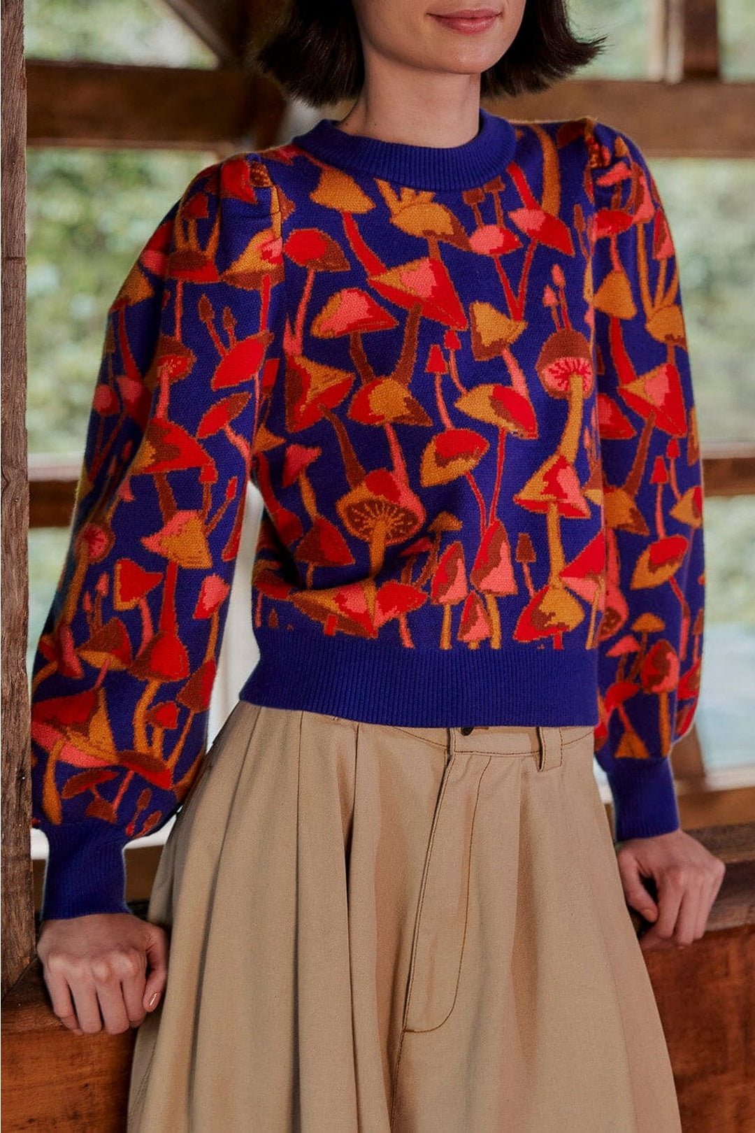 DJV_Mushroom Sketch Bright Blue Cardigans & Pulls - Mushroom Sketch Bright Blue