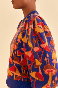 DJV_Mushroom Sketch Bright Blue Cardigans & Pulls - Mushroom Sketch Bright Blue