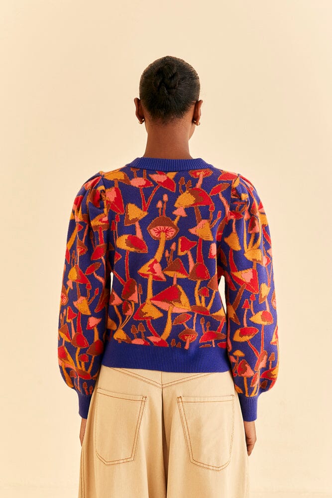 DJV_Mushroom Sketch Bright Blue Cardigans & Pulls - Mushroom Sketch Bright Blue