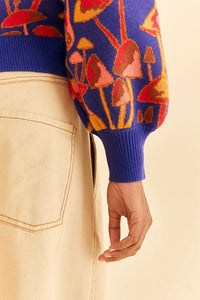 DJV_Mushroom Sketch Bright Blue Cardigans & Pulls - Mushroom Sketch Bright Blue