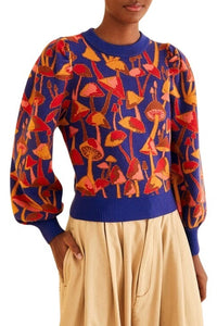DJV_Mushroom Sketch Bright Blue Cardigans & Pulls - Mushroom Sketch Bright Blue