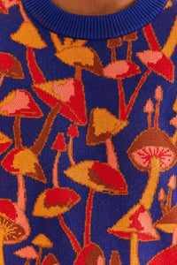 DJV_Mushroom Sketch Bright Blue Cardigans & Pulls - Mushroom Sketch Bright Blue
