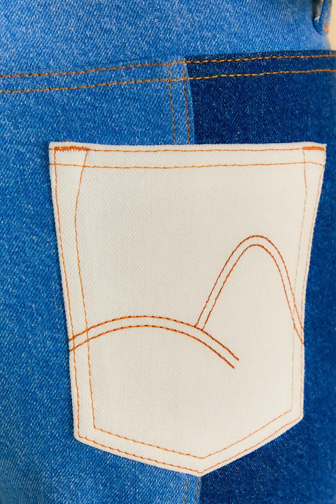 Pantalon large en denim à patch - Bleu