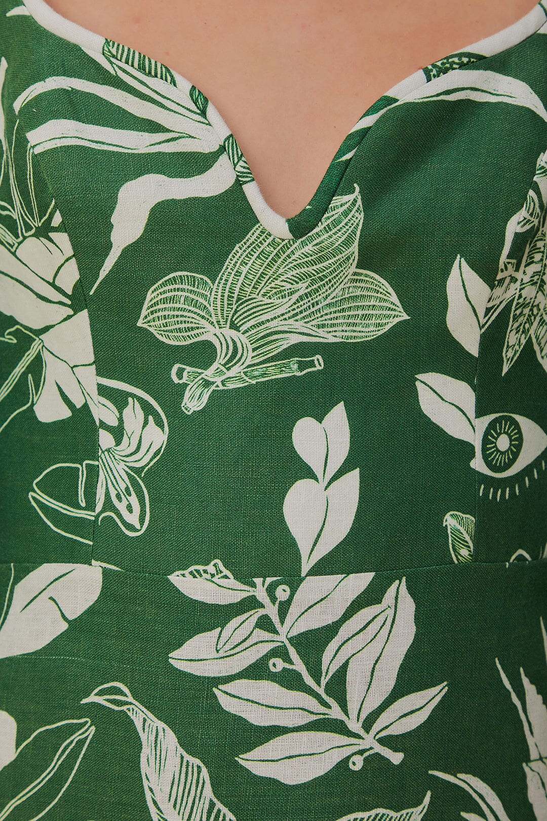 Robe courte Forêt Soul à manches courtes en lin - Vert