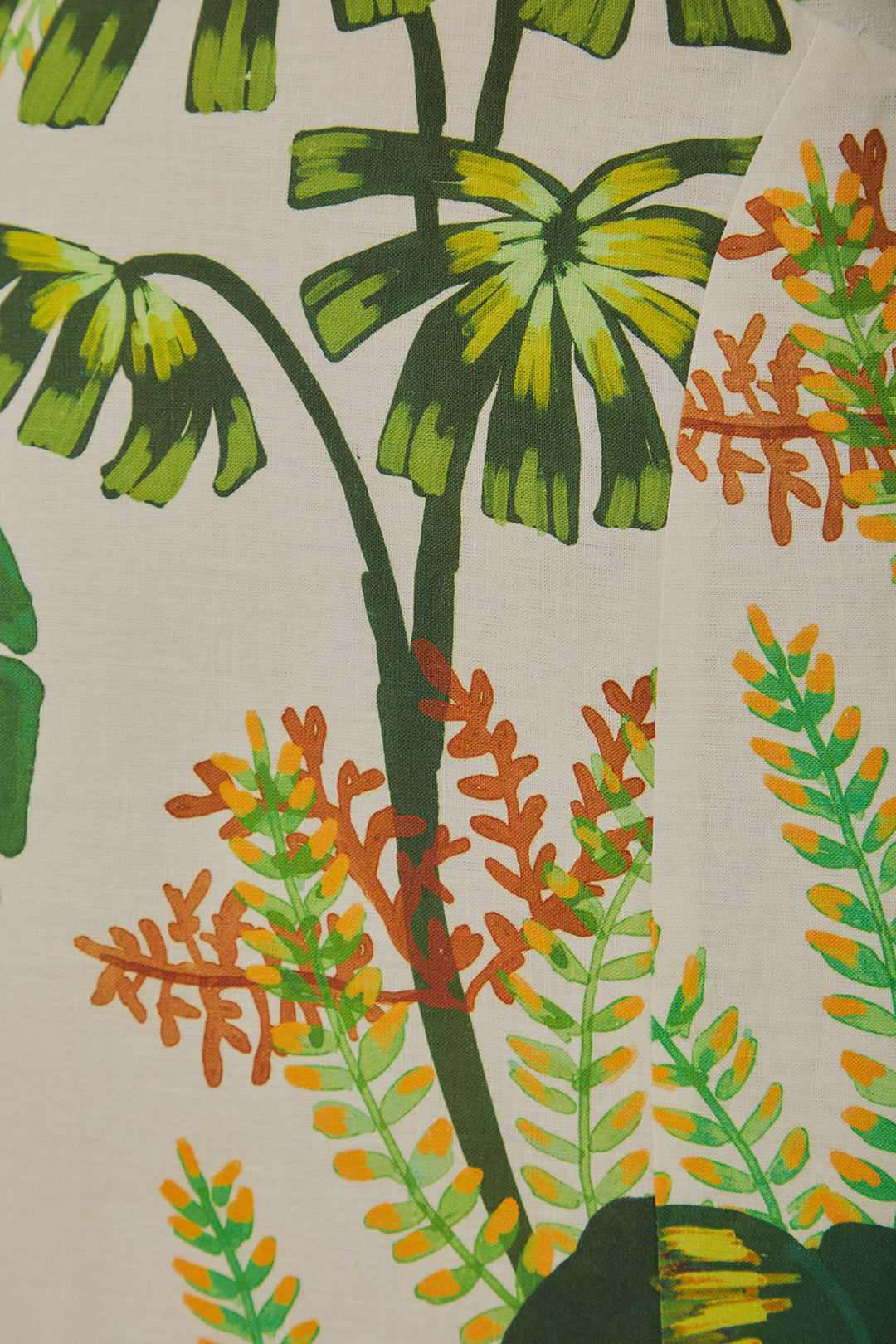 MEDIA OFF LINE_Robe longue à franges Tropical Forest en lin - Vert
