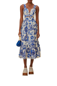 NEW_Flowerful Birds Off White Robes midi - Flowerful Birds Off White
