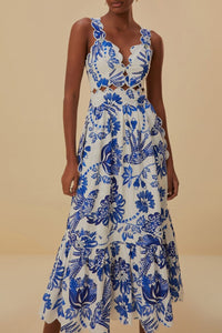 NEW_Flowerful Birds Off White Robes midi - Flowerful Birds Off White