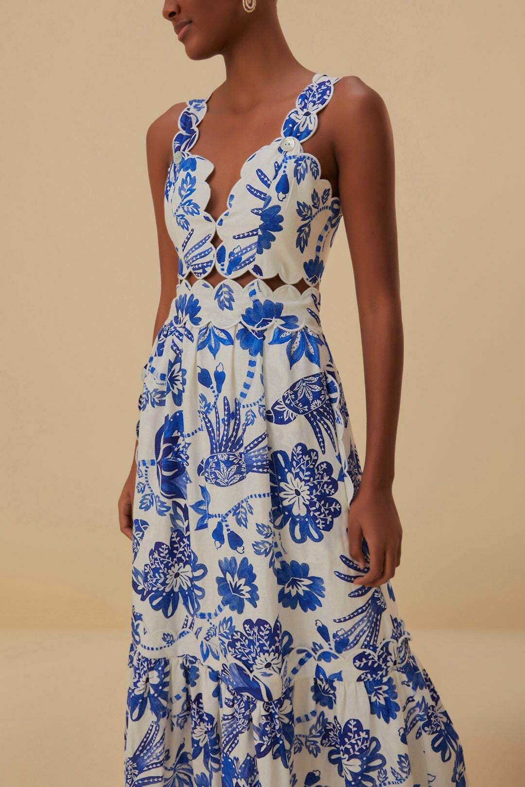 NEW_Flowerful Birds Off White Robes midi - Flowerful Birds Off White