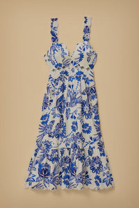 NEW_Flowerful Birds Off White Robes midi - Flowerful Birds Off White