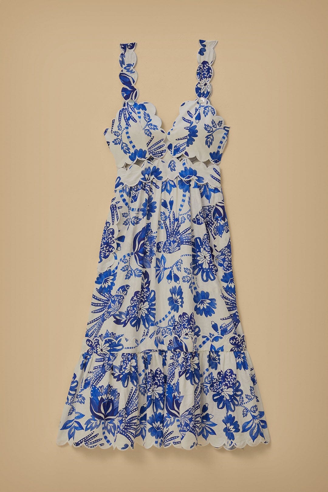 NEW_Flowerful Birds Off White Robes midi - Flowerful Birds Off White