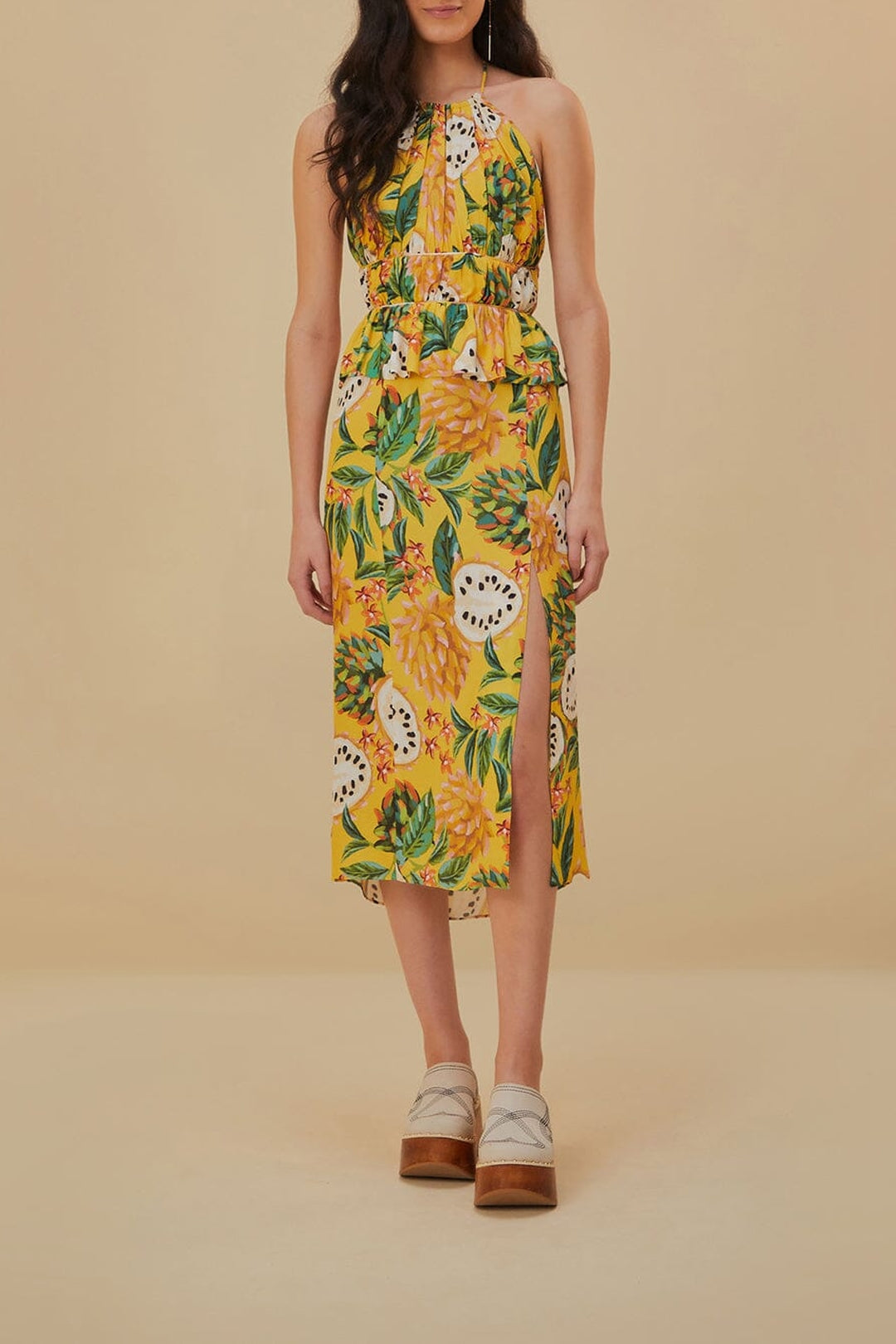 Biriba strapless midi dress - Yellow