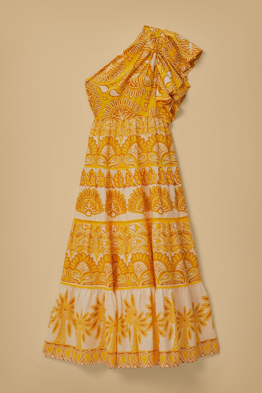 Robe longue asymétrique Ainika en coton mélangé - Jaune