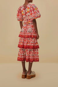 Robe midi à manches courtes - Rouge