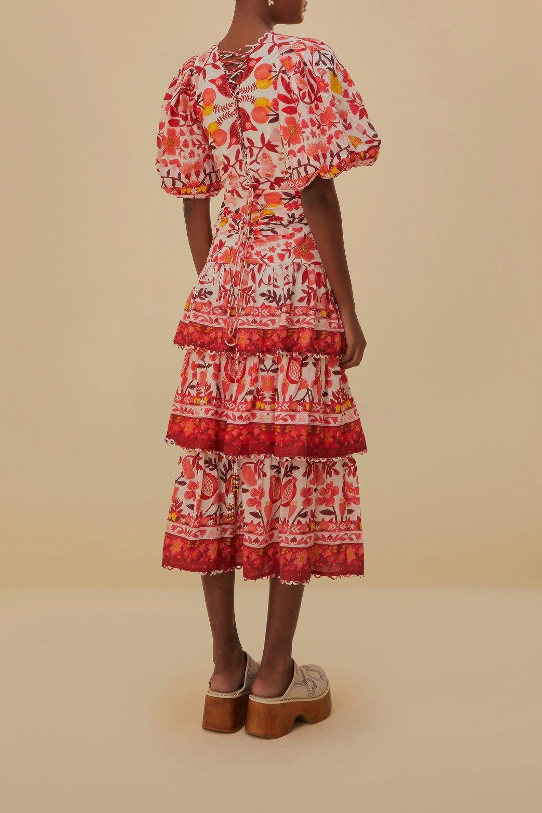 Robe midi à manches courtes - Rouge