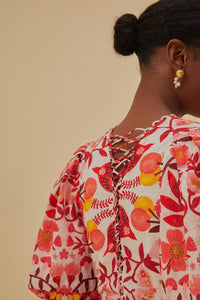 Robe midi à manches courtes - Rouge