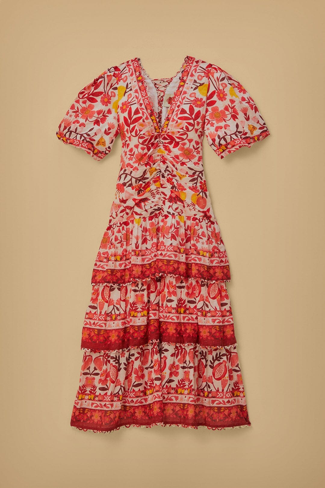 Robe midi à manches courtes - Rouge