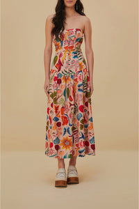 Robe longue Bright Farm en lin - Multicolore