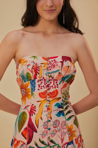 Robe longue Bright Farm en lin - Multicolore
